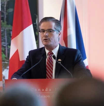 Peter Hall speaking at Canada House